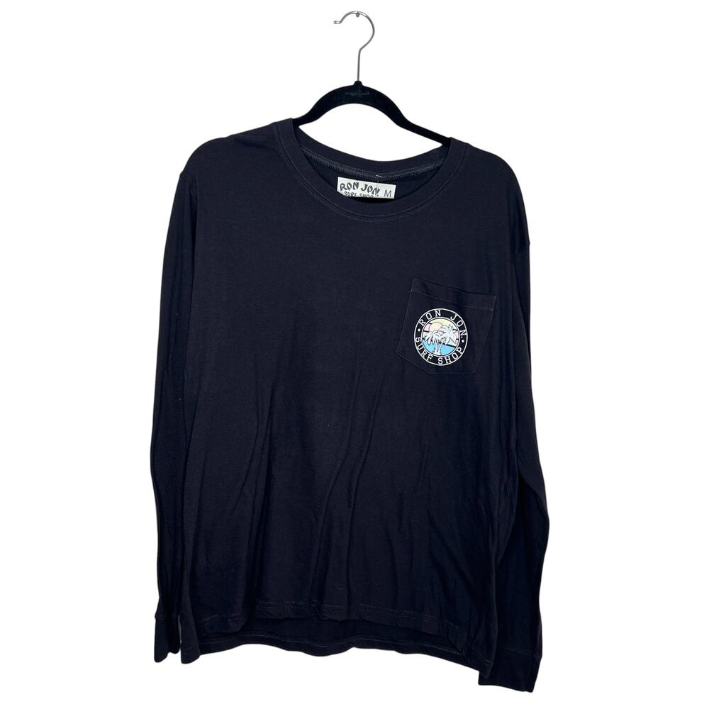 Ron Jon  Surf Shop Black Long Sleeve Pocket Tee Size Medium NTW